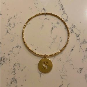 Letter S Gold Bangle